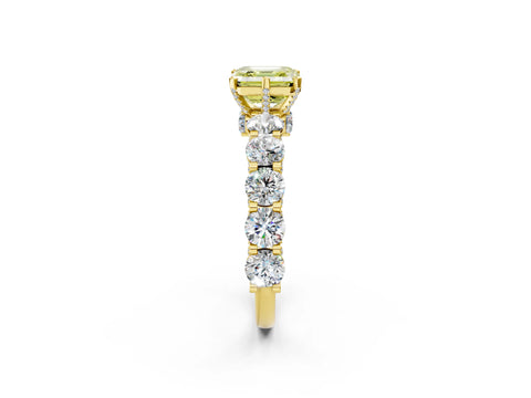Yellow gold Round Diamond Side Stone Engagement Ring with Six-Prong Setting_9