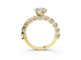 Yellow gold Round Diamond Side Stone Engagement Ring with Six-Prong Setting_9