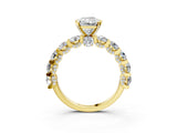 Yellow gold Round Diamond Side Stone Engagement Ring with Six-Prong Setting_9
