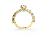 Yellow gold Round Diamond Side Stone Engagement Ring with Six-Prong Setting_9
