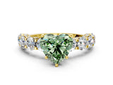 Yellow gold Round Diamond Side Stone Engagement Ring with Six-Prong Setting