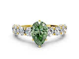 Yellow gold Round Diamond Side Stone Engagement Ring with Six-Prong Setting