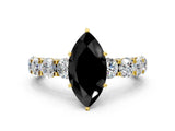 Yellow gold Round Diamond Side Stone Engagement Ring with Six-Prong Setting