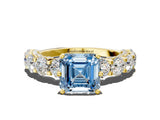 Yellow gold Round Diamond Side Stone Engagement Ring with Six-Prong Setting