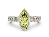 Yellow gold Round Diamond Side Stone Engagement Ring with Six-Prong Setting