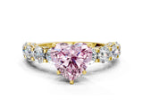 Yellow gold Round Diamond Side Stone Engagement Ring with Six-Prong Setting