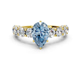 Yellow gold Round Diamond Side Stone Engagement Ring with Six-Prong Setting