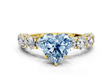 Yellow gold Round Diamond Side Stone Engagement Ring with Six-Prong Setting