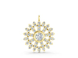 Yellow gold Round Diamond Snowflake Pendant with Pavé Setting_6