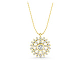 Yellow gold Round Diamond Snowflake Pendant with Pavé Setting_7