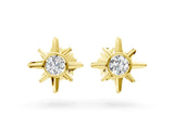 Yellow gold Round Diamond Sol Starburst Stud Earrings_12