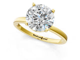 Yellow gold Round Diamond Solitaire Ring with Classic Band and Four-Prong Setting_14
