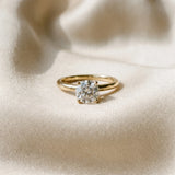 Yellow gold Round Diamond Solitaire Ring with Classic Band and Four-Prong Setting_17