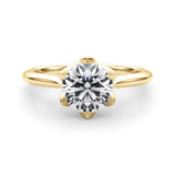 Yellow gold Round Diamond Solitaire Ring with Classic Band and Six-Prong Setting 1