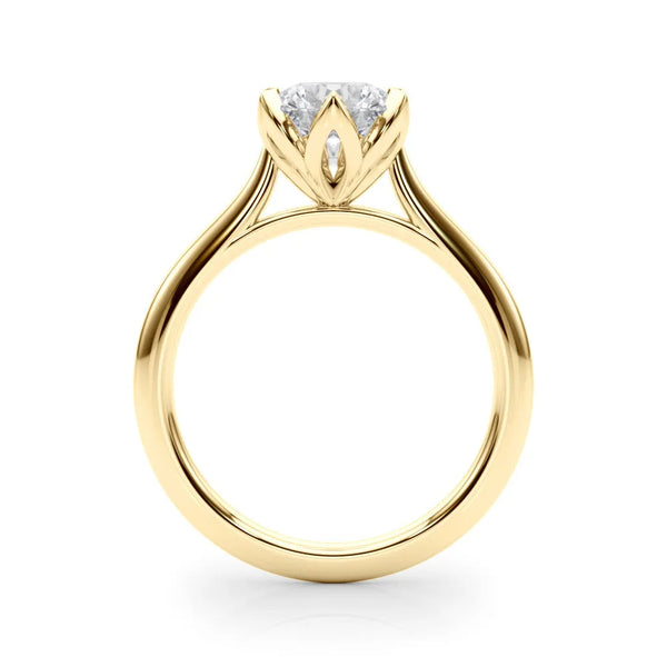Yellow gold Round Diamond Solitaire Ring with Classic Band and Six-Prong Setting