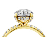 Yellow gold Round Diamond Solitaire Ring with Four-Prong Setting and Pavé Band_10