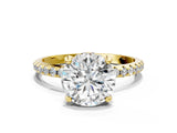 Yellow gold Round Diamond Solitaire Ring with Four-Prong Setting and Pavé Band_6