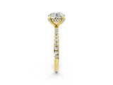 Yellow gold Round Diamond Solitaire Ring with Four-Prong Setting and Pavé Band_8