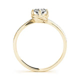 Yellow gold Round Diamond Solitaire Ring with Pavé Band and Sculpted Prong Setting 2