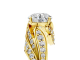 Yellow gold Round Diamond Solitaire Ring with Prong Setting and Twisted Pavé Band_11