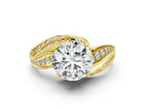 Yellow gold Round Diamond Solitaire Ring with Prong Setting and Twisted Pavé Band_6