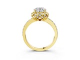 Yellow gold Round Diamond Solitaire Ring with Shared Prong Pavé Band_142