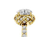 Yellow gold Round Diamond Solitaire Ring with Shared Prong Pavé Band_144