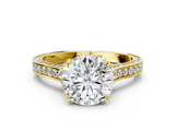 Yellow gold Round Diamond Solitaire with Pave Band and Six-Prong Setting_32