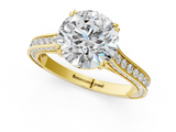 Yellow gold Round Diamond Solitaire with Pave Band and Six-Prong Setting_33