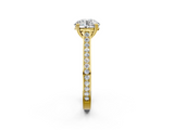 Yellow gold Round Diamond Solitaire with Pave Band and Six-Prong Setting_34
