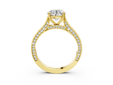 Yellow gold Round Diamond Solitaire with Pave Band and Six-Prong Setting_35