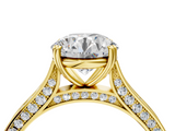 Yellow gold Round Diamond Solitaire with Pave Band and Six-Prong Setting_36