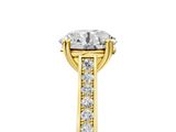 Yellow gold Round Diamond Solitaire with Pave Band and Six-Prong Setting_37