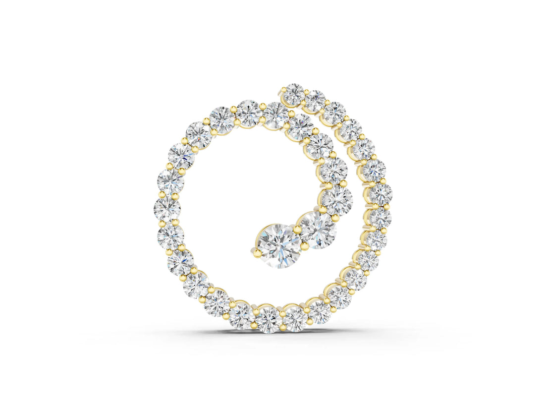 Yellow gold Round Diamond Spiral Pendant with Prong Setting_21