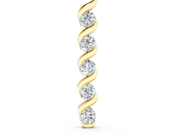 Yellow gold Round Diamond Spiral Prong Pendant