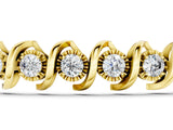 Yellow gold Round Diamond Spiral Prong Tennis Bracelet_7