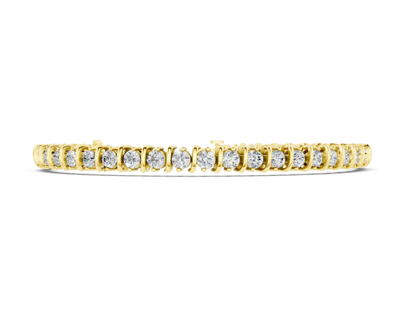 Yellow gold Round Diamond Spiral Tennis Bracelet with Prong Setting