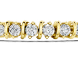 Yellow gold Round Diamond Spiral Tennis Bracelet with Prong Setting_15