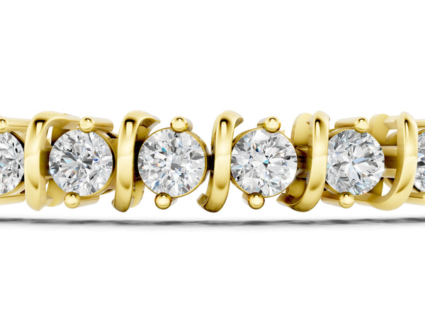 Yellow gold Round Diamond Spiral Tennis Bracelet with Prong Setting