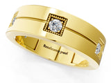 Yellow gold Round Diamond Square Station Mens Band_1