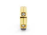 Yellow gold Round Diamond Square Station Mens Band_2