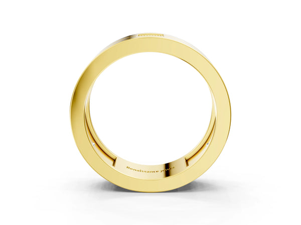 Yellow gold Round Diamond Square Station Mens Band