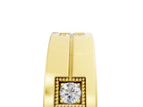 Yellow gold Round Diamond Square Station Mens Band_5