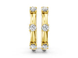 Yellow gold Round Diamond Station Huggie Hoop Earrings_18