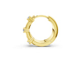 Yellow gold Round Diamond Station Huggie Hoop Earrings_19