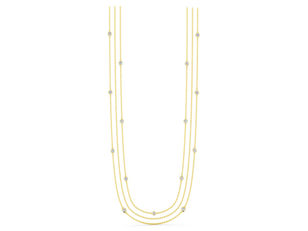 Yellow gold Round Diamond Station Necklace