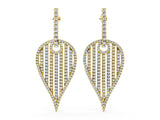 Yellow gold Round Diamond Striped Teardrop Statement Drop Earrings_16