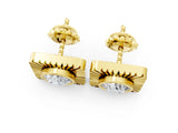 Yellow gold Round Diamond Sunburst Square Stud Earrings_7