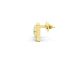 Yellow gold Round Diamond Sunburst Square Stud Earrings_8
