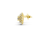 10K Yellow Gold 1.15 Carat E VS Round Diamond Sunburst Stud Earrings